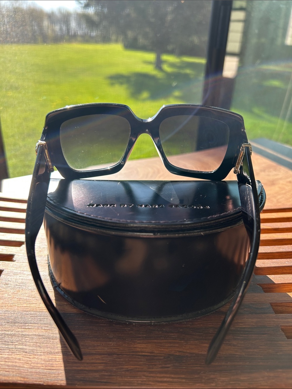 Marc by Marc Jacobs Glossy Black Oversized Square Sunglasses - Picture 6 of 9